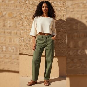 Billabong Olive Green Carpenter Pants Women’s Utility Workwear Cotton Straight L